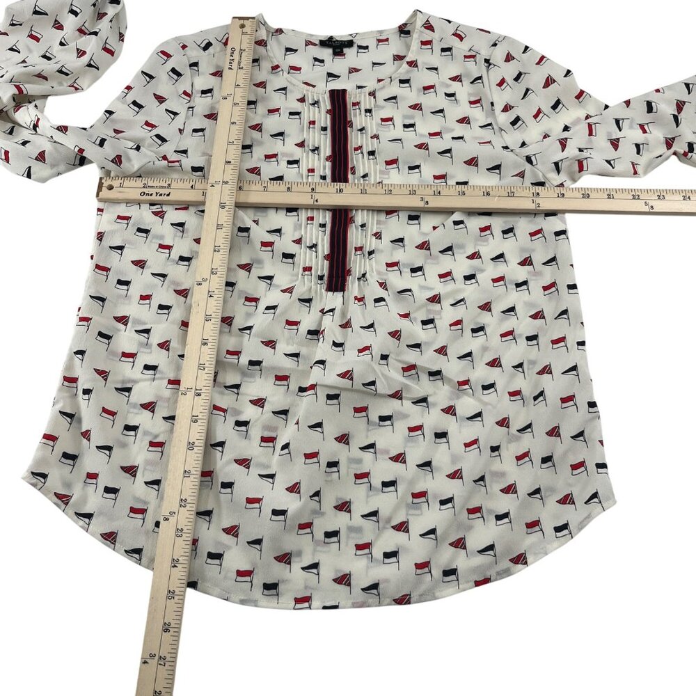 Talbots Womans Nautical Flag Print Blouse Size 12… - image 3
